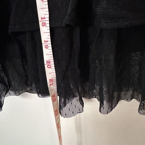 A. Byer Boho Black Sheer Embroidered Bell Sleeve Top  S - Picture 4 of 13